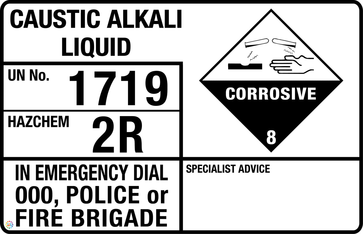 Caustic Alkali Liquid Sign K2K Signs Australia