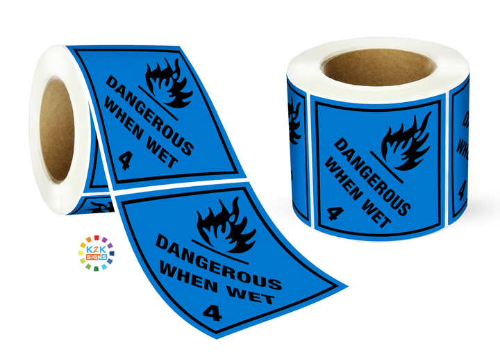 Class 4 Dangerous When Wet Label Roll