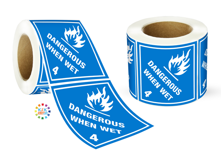 Class 4 Dangerous When Wet Label Roll