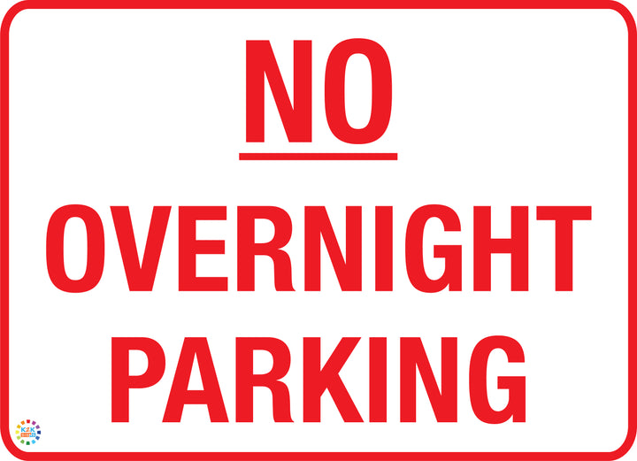 No Overnight Parking Sign