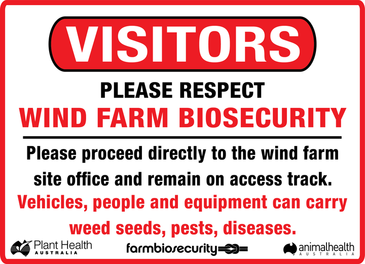Visitors - Wind Farm Biosecurity Sign
