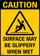 Surface May Be Slippery When Wet Sign