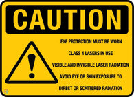 Caution Eye Protection Must Be Worn - Class 4 Laser in Use - Laser Radiation