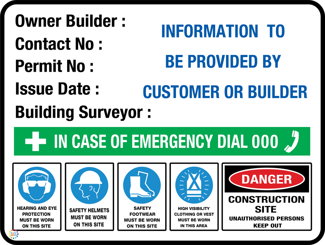 Owner Builder Construction Site Sign With Building Surveyor Sign
