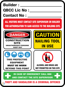 Queensland Builder Construction Site Sign With QBCC Licence Number