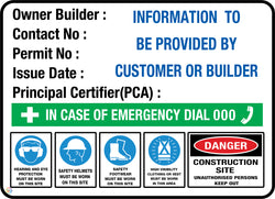 Owner Builder Construction Site Sign for NSW