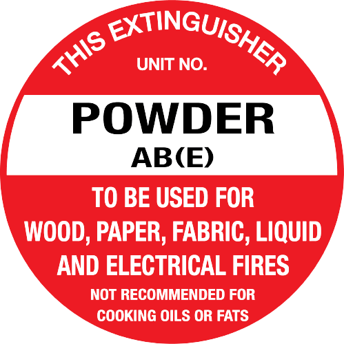 Fire Extinguisher ID Marker Powder AB(E) Sign