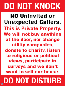 Do Not Knock - Do Not Disturb Sign