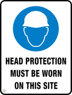 Head Protection<br/> Must Be Worn<br/> On The Area