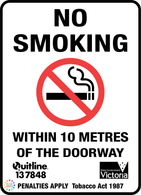 No Smoking<br/> Within 10 Metres<br/> Of The Doorway