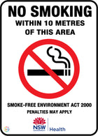 No Smoking<br>Within 10 Metres<BR>Of This Area
