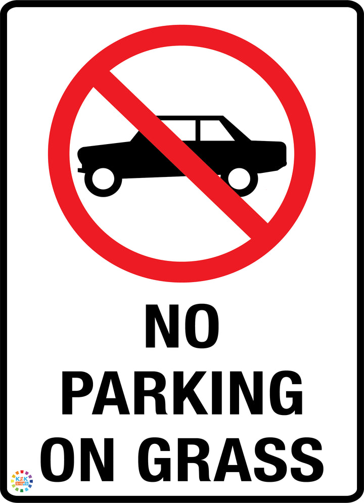 No Parking on Grass Sign