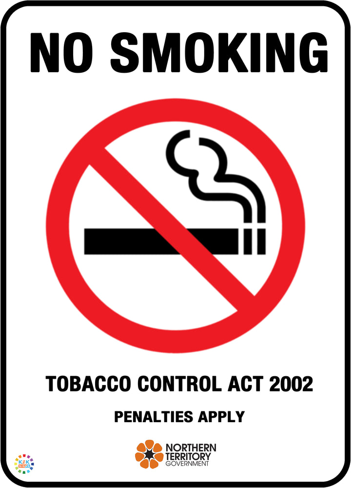 No Smoking Tobacco Control Act 2002 Sign