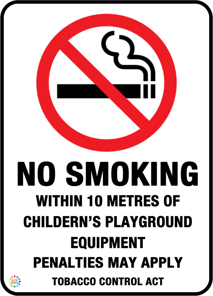 No Smoking Within 10 Metres OF Childern's Playground Equipment Sign