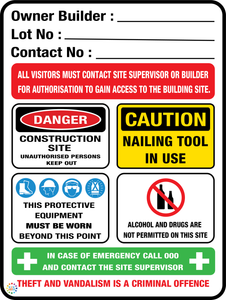 Owner Builder Construction Site With Lot Number Sign
