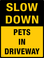 Slow Down<br/> Pets In Driveway