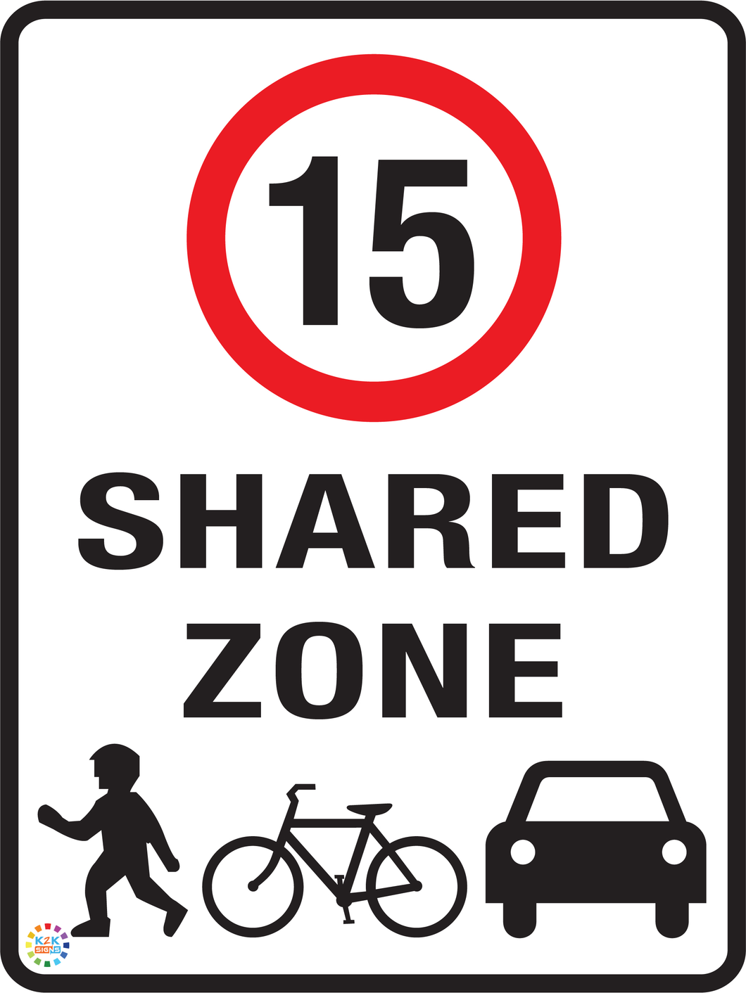 Shared Zone Speed Limit 15 Kph Sign
