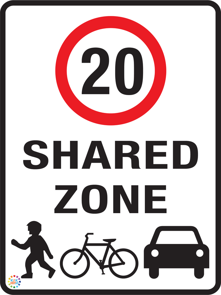 Shared Zone Speed Limit 20 Kph Sign