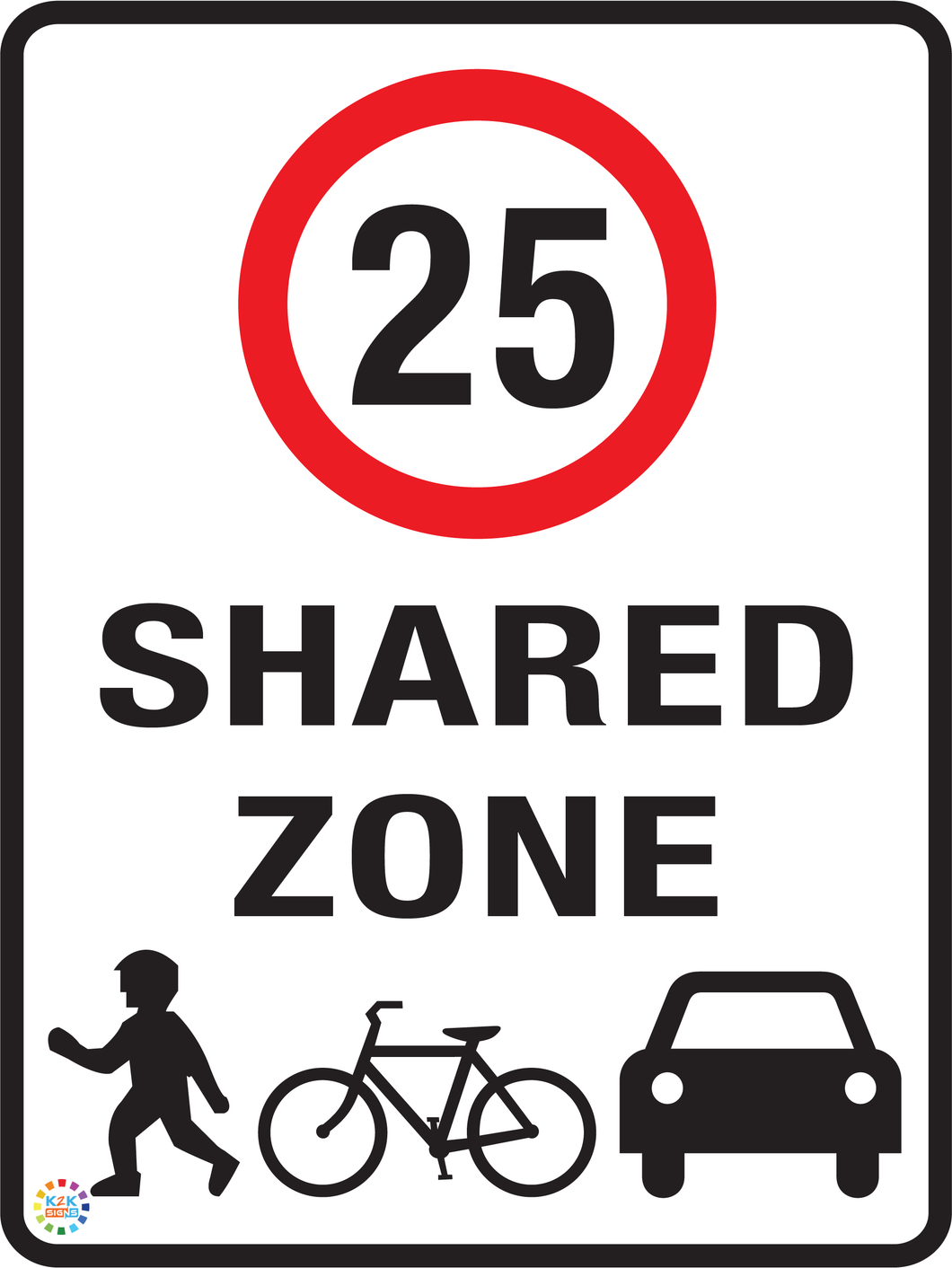 Shared Zone - Speed Limit 25 Kph Sign