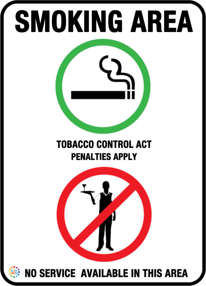 Smoking Area Tobacco Control Act Sign