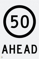 Multi Message Temporary Road Traffic Sign - <br/> 50KM Speed Ahead