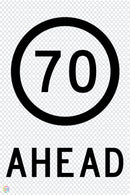 Multi Message Temporary Road Traffic Sign - <br/> 70KM Speed Ahead