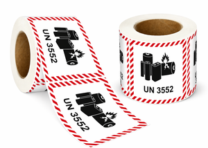 Lithium Battery Mark Labels UN 3552 - 120mm (W) x 110mm (H) Label Roll