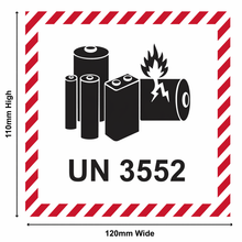 Load image into Gallery viewer, UN 3552 Battery Mark Labels Roll – 120mm x 110mm