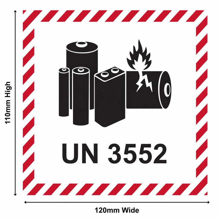 Lithium Battery Mark Labels UN 3552 – 120mm x 110mm (Labels Roll)
