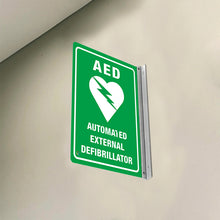 Load image into Gallery viewer, AED – Automated External Defibrillator - Double-Sided Off-Wall Sign