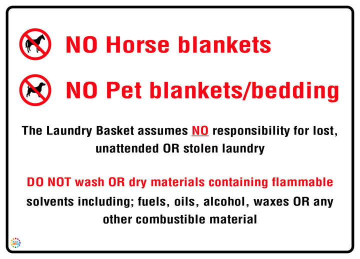 No Horse Blankets - No Pet Blankets/Bedding Sign