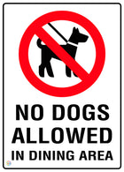 No Dogs Allowed In Dining Area Sign