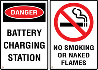 Danger Battery Charging Station - No Smoking Or Naked Flames