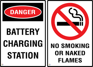 Danger Battery Charging Station - No Smoking Or Naked Flames