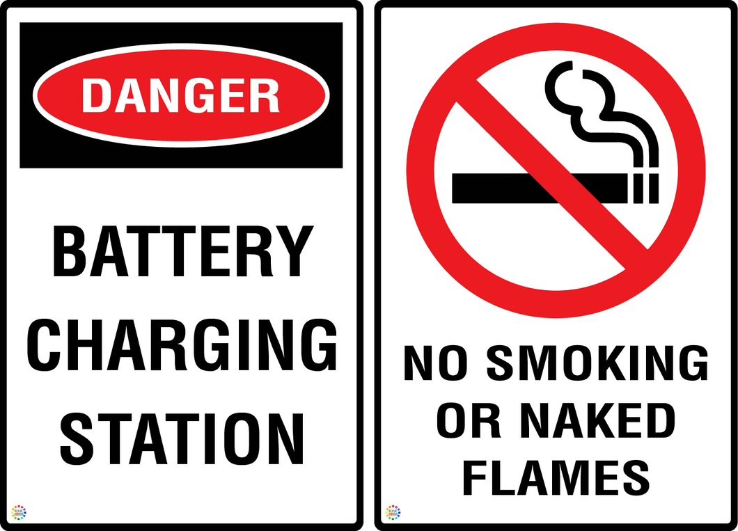 Danger Battery Charging Station - No Smoking Or Naked Flames