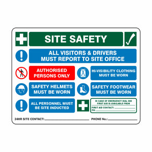 Visitors and Drivers Site Entry Safety Sign