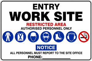 Construction Work Site Entry Safety Sign
