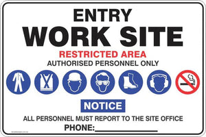 Work Site Entry Construction Site Safety Sign