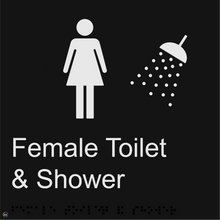 Load image into Gallery viewer, Female Toilet &amp; Shower - Braille and Tactile Sign