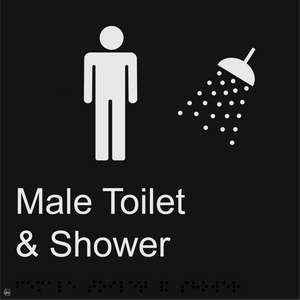 Male Toilet & Shower - Braille and Tactile Sign