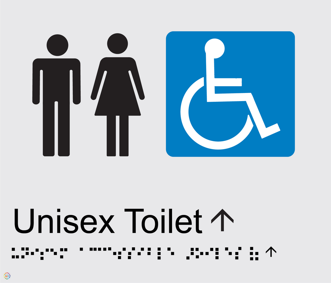 Unisex Toilets (Straight) - Braille and Tactile Sign