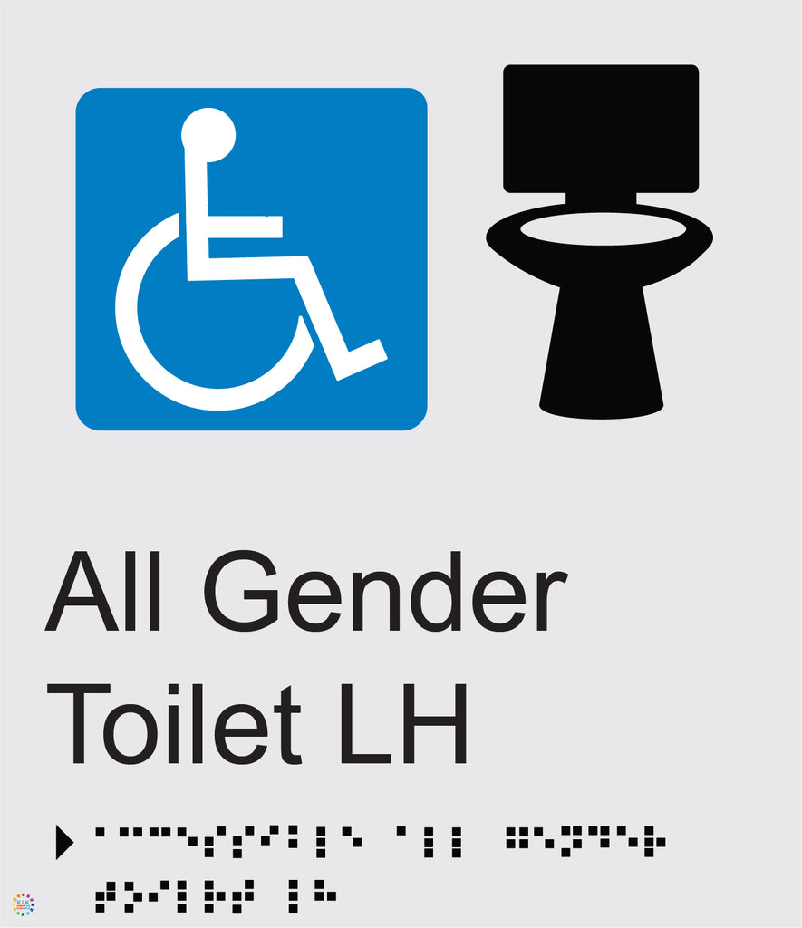 All Gender Toilet LH - Braille and Tactile Sign | K2K Signs Australia