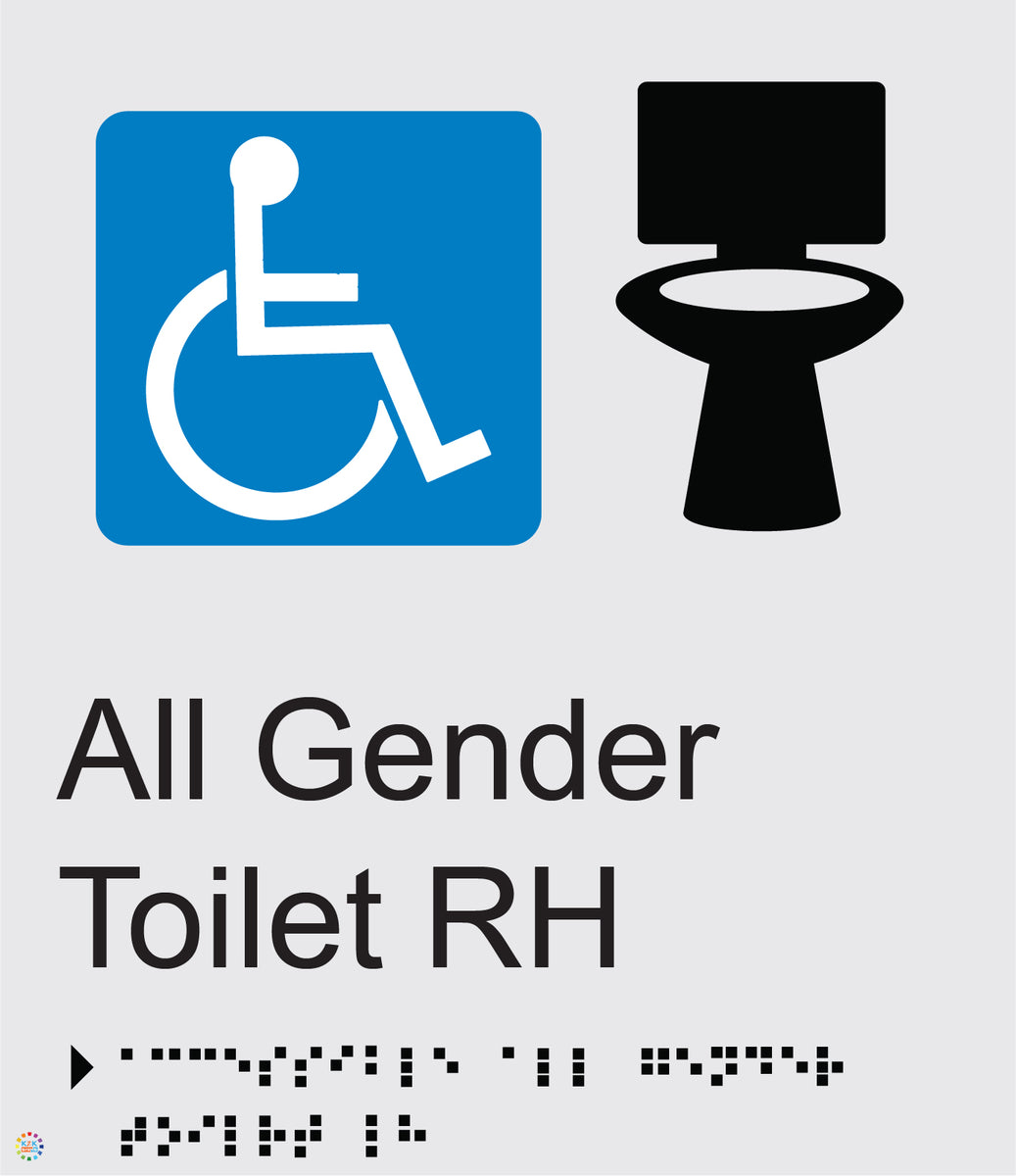All Gender Toilet RH - Braille and Tactile Sign | K2K Signs Australia