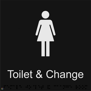 Female Toilet & Change - Braille and Tactile Sign