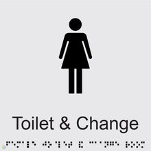 Load image into Gallery viewer, Female Toilet &amp; Change - Braille and Tactile Sign