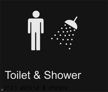 Load image into Gallery viewer, Male Toilet &amp; Shower - Braille and Tactile Sign