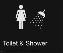 Load image into Gallery viewer, Female Toilet &amp; Shower - Braille and Tactile Sign