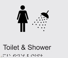 Load image into Gallery viewer, Female Toilet &amp; Shower - Braille and Tactile Sign