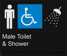 Load image into Gallery viewer, Male Disabled Toilet &amp; Shower - Braille and Tactile Sign