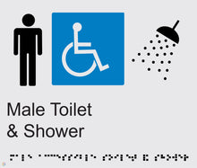 Load image into Gallery viewer, Male Disabled Toilet &amp; Shower - Braille and Tactile Sign